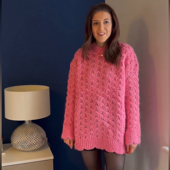 Zara Pink Wool Blend Oversized Sweater - Picture 3 of 15